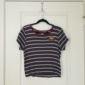 Striped T-Shirt with Burger Patch